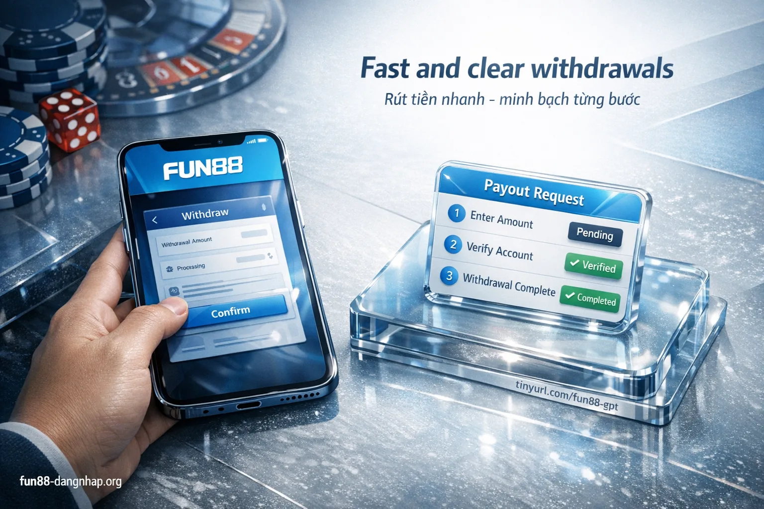 Quy trình rút tiền Fun88 điều kiện hạn mức phương thức thanh toán