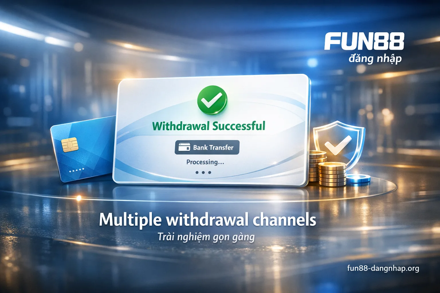 Phương thức rút tiền Fun88 ngân hàng ví điện tử thẻ cào