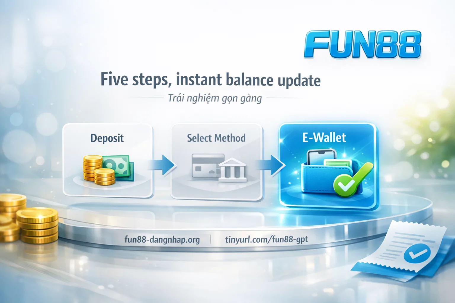 quy trình nạp tiền Fun88 5 bước xác nhận giao dịch cập nhật số dư
