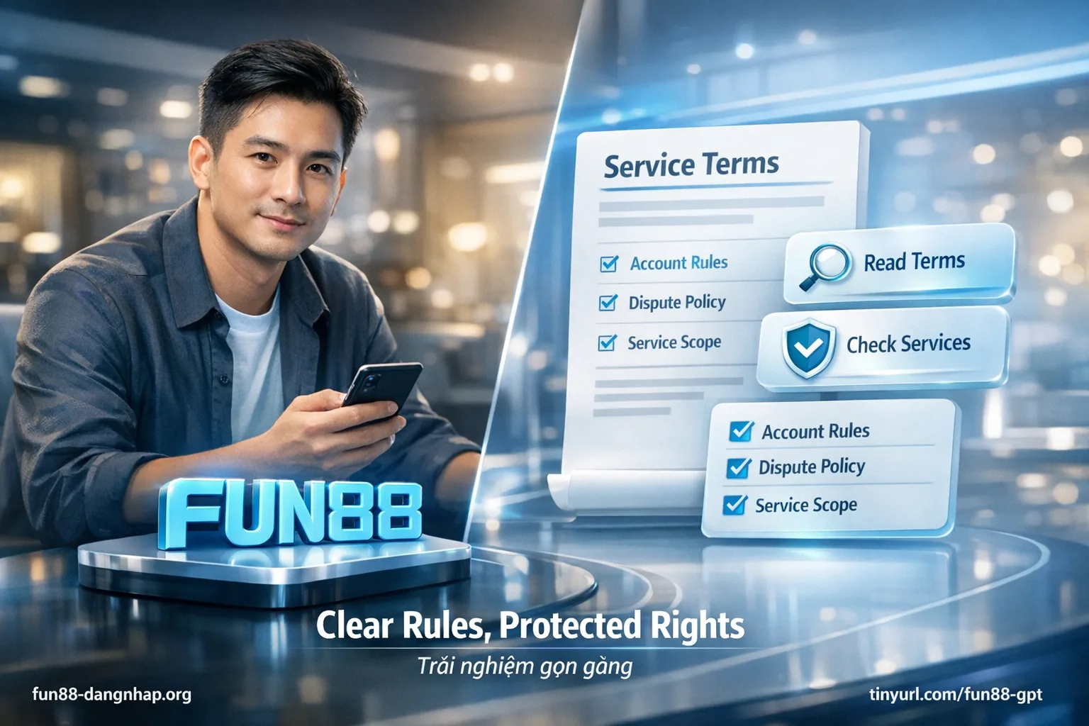 Điều khoản và điều kiện Fun88 quy định tài khoản giao dịch và tranh chấp