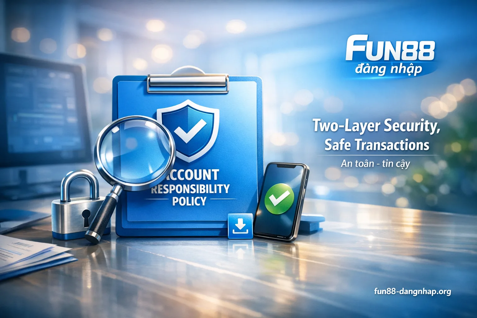 Bảo mật tài khoản Fun88 mã hóa SSL xác thực hai lớp giao dịch an toàn